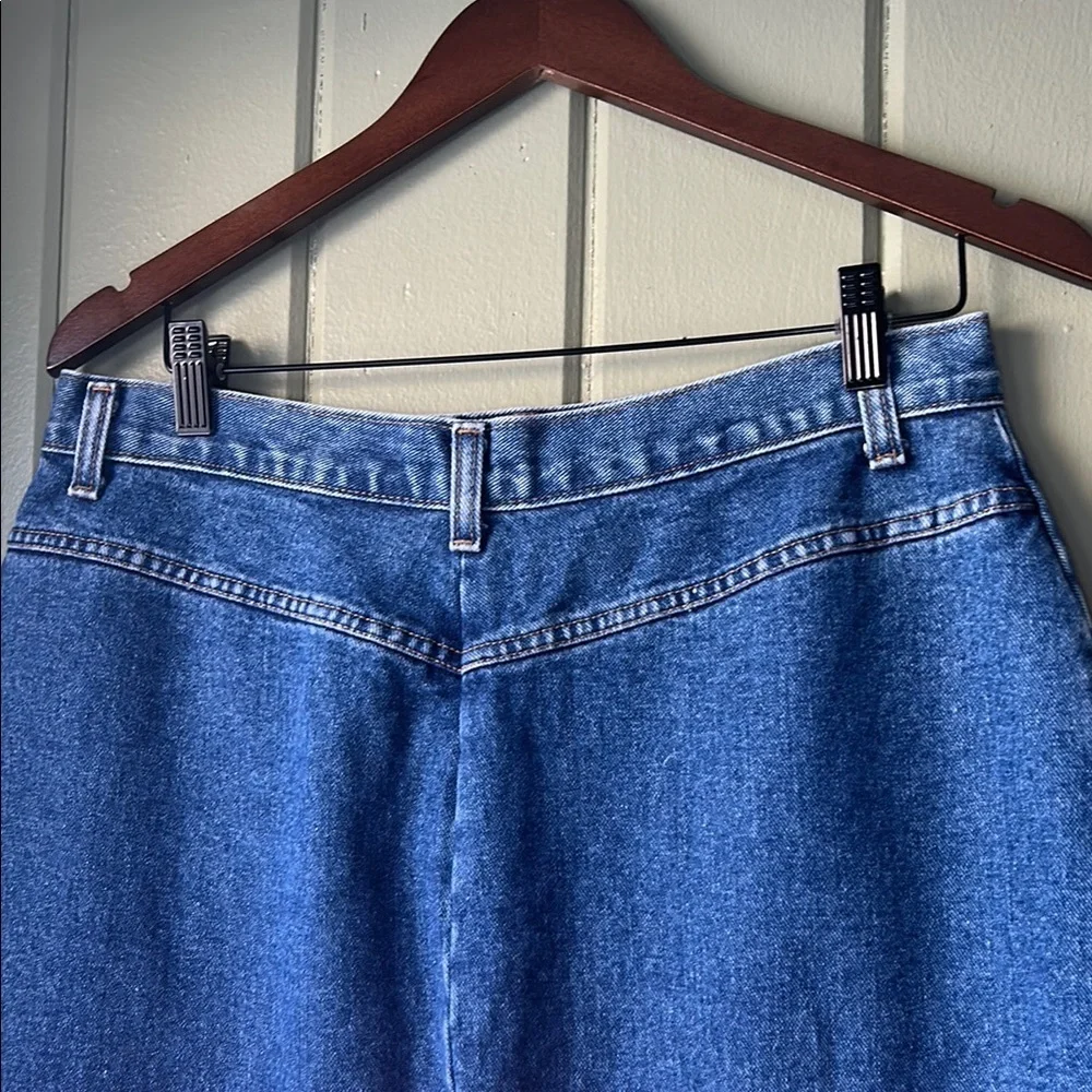 Vintage 90s USA Made Denim Midi Skirt Women 16 High Rise Blue Jean Skirt Normcor